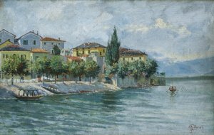 Paisaje del Lago Mayor (óleo sobre lienzo) de Adolfo Polaroli