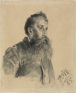 Retrato de un hombre con barba de Adolph Menzel