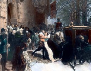 El rey sueco Gustavo Adolfo recibe a su esposa, María Eleonora de Brandemburgo (pintura)