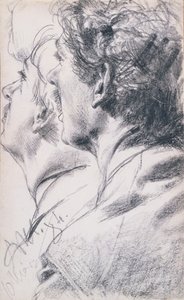 La cabeza de un joven de perfil a la izquierda, 1884 de Adolph Menzel