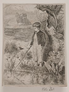 Un niño pescando de Johan Adolph Kittendorff