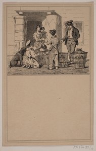 Pájaros en cautiverio. No. 9 en Chr. Winther y M. Rørbye, "25 Imágenes para niños pequeños" de Johan Adolph Kittendorff
