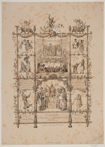 Hoja conmemorativa del carnaval de artistas del 3 de marzo de 1854 de Johan Adolph Kittendorff