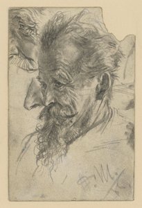 Cabeza de hombre mayor con perilla y otros detalles de Adolph Menzel