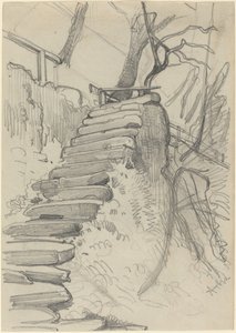 Escalera de Piedra en un Jardín de Adolph Menzel