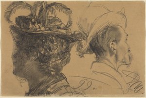 Las cabezas de un hombre y una mujer de Adolph Menzel