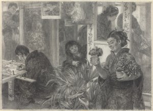 Artista japonés trabajando de Adolph Menzel