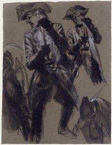 Estudio de modelo de un oficial con un candelabro de Adolph Menzel