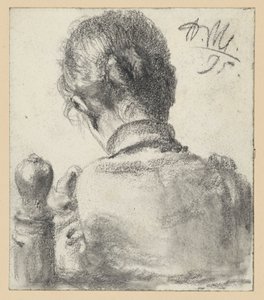 Vista de espaldas de una mujer sentada en una silla de Adolph Menzel
