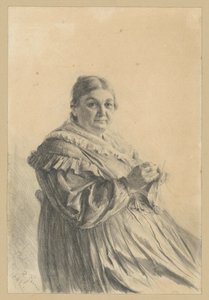 Mujer mayor sentada con medias de punto