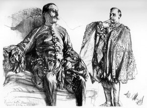 Estudios de vestidos antiguos en modelos vivos de Adolph Menzel