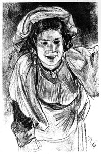 Estudio de una chica italiana, c1880-1882 de Adolph Menzel