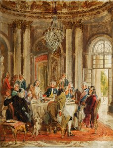 La mesa redonda de Federico II en Sanssouci boceto, 1848 de Adolph Menzel