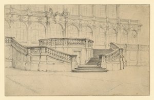Escalera que conduce al Salón de Matemáticas y Física del Zwinger de Dresde de Adolph Menzel