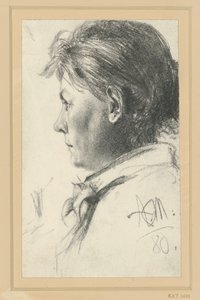 Busto femenino mirando hacia la izquierda de Adolph Menzel
