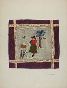Detalle de colcha de apliqué, 1941 de Adolph Opstad