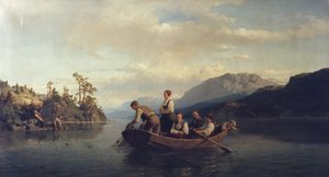Noche en Krøderen de Adolph Tidemand