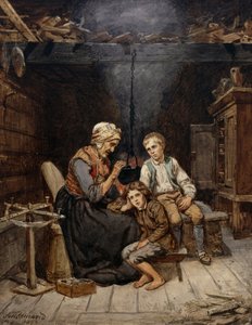 La abuela cuenta un cuento de hadas de Adolph Tidemand