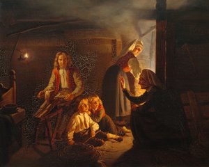 El cuentacuentos (pintura) de Adolph Tidemand