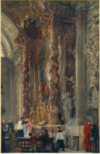 El altar mayor de la iglesia de Damenstift en Múnich de Adolph Menzel