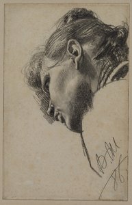 Head of a Young Woman Seen from Below de Adolph Menzel