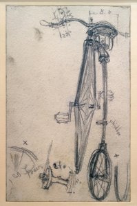 Bicicleta de rueda alta, vista desde atrás de Adolph Menzel