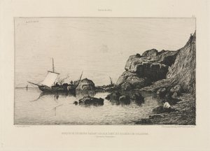 Barco pesquero haciendo escala en las rocas de Collioure