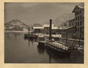 Barcos de vapor en su amarre de invierno, Suiza de Adolphe Braun