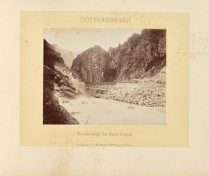 Ferrocarril del Gotardo: puente del Tesino cerca de Dazio Grande de Adolphe Braun and Cie