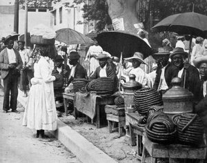 Vendedores de tabaco en cuerda, Jamaica, c1905