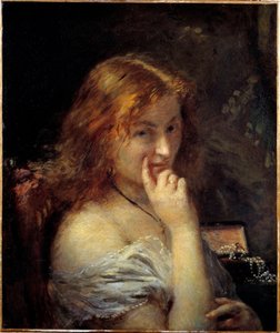 Joven mujer en su tocador de Adolphe Felix Cals