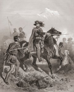 Giuseppe Garibaldi en la Batalla de Varese. (imprimir) de Adolphe Jean Baptiste (after) Bayot