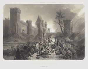 Juana de Arco herida ante los muros de París, 8 de septiembre de 1429 de Adolphe Jean Baptiste (after) Bayot