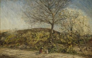 Paisaje con huerto en flor de Adolphe Joseph Thomas Monticelli