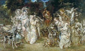 Reunión en un parque en la época de los Valois de Adolphe Joseph Thomas Monticelli