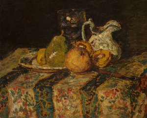 Bodegón con fruta y jarra de vino de Adolphe Joseph Thomas Monticelli