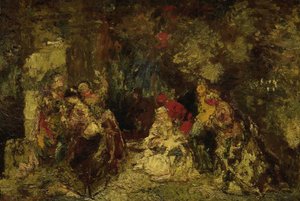 Mujeres en un bosque de Adolphe Joseph Thomas Monticelli