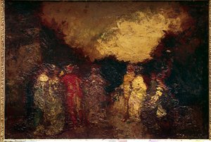 Paseo en un parque al anochecer Pintura de Adolphe Monticelli (1824-1886) de Adolphe Joseph Thomas Monticelli