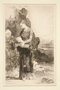 Hija de Tracia portando la cabeza de Orfeo