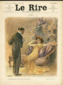 Ilustración de Adolphe dit Willette (1857-1926) para la portada de Le Rire, 09/10/09 - Coqueteo - Amor, Moda, Arquitectura interior de Adolphe Leon Willette