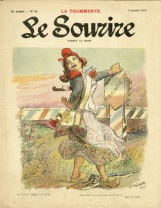 Ilustración de Adolphe dit Willette (1857-1926) para la Portada de Le Smile, no 28, 09/07/14 - El golpe en la espalda - Nacionalismo, Revolución Francesa, Guerra del 14-18 primeros ratones, Fronteras - Marianne de Adolphe Leon Willette