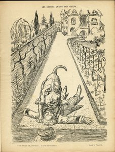 Ilustración de Adolphe dit Willette (1857-1926) en Le Rire, 27/02/09 - Les ceusses que on des chiens - Arquitectura Urbanismo, Animales - Perro, Pitt-Bull de Adolphe Leon Willette
