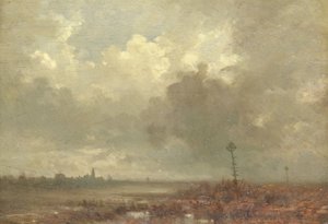Vista nocturna del río de Adolphe Mouilleron