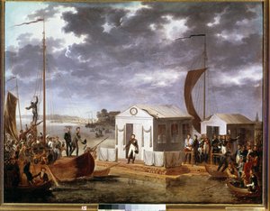 Entrevista de Tilsit entre Napoleón I y el Zar Alejandro I de Rusia en el río Niemen el 25 de junio