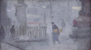 Estudio para base de estatuas, Albert Square, c.1910 (óleo sobre tabla) de Adolphe Valette