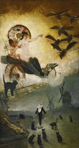 Despedida del siglo XIX. Diseño para la decoración del cabaret Le Chat Noir en M de Adolphe Leon Willette