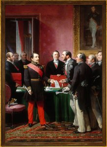 Napoleón III presenta al barón Haussmann el decreto de anexión de los municipios vecinos (16 de febrero de Adolphe Yvon