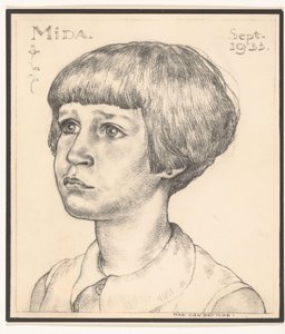 Reproducción fotográfica de un retrato de Mida por Han van der Kop Mida sept 1933 (título sobre objeto) de Adriaan Bijl (attributed to)