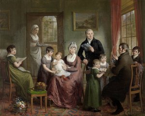 Retrato de la familia de Adrianus Bonebakker con Dirk L. Bennewitz
Retrato de la familia de Adrianus Bonebakker y su compañero D.L. Bennewitz de Adriaan de Lelie (signed by artist)