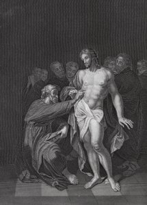 La Incredulidad de Santo Tomás, Juan, Cap 20, vs 26-29 (grabado) de Adriaan van der (after) Werff